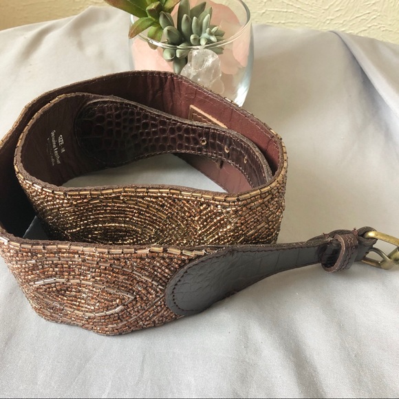 Anthropologie Accessories - Anthropologie Jasper and Jeera Beaded Belt M Brown